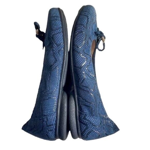 Sabrinas Blue Leather Snakeskin Ballet Comfort Flats Shoes Slip-On Size 38 - Picture 6 of 11